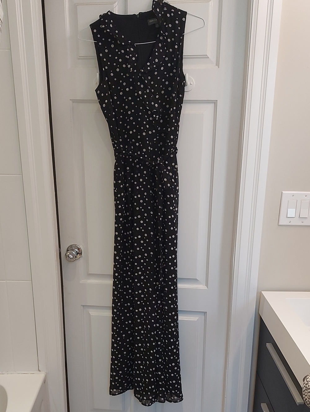 Donna Ricco Black Polka Dot Sleeveless Jumpsuit